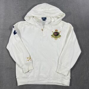 Polo Ralph Lauren Kids Large‎ 16/18 White Equestrian Crest Pullover Hoodie